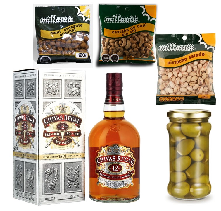 Whisky Chivas Regal 12 Aos 40 1litro Mani, Pistacho, Castaas y Aceitunas